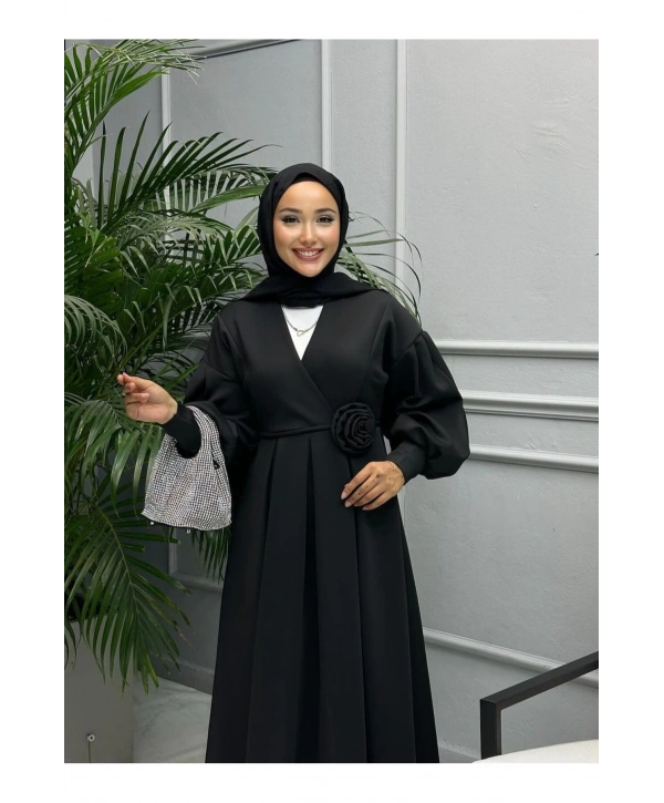 GÜL KEMERLİ SCUBA ELBİSE