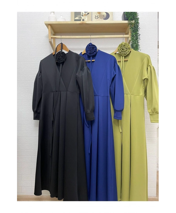 GÜL KEMERLİ SCUBA ELBİSE