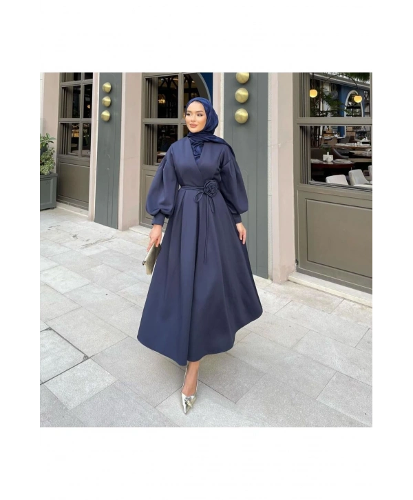 GÜL KEMERLİ SCUBA ELBİSE