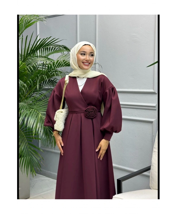 GÜL KEMERLİ SCUBA ELBİSE