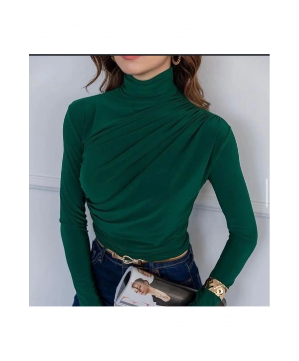 KADIN OMUZ VE BEL BÜZGÜLÜ UZUN KOLLU BLUZ