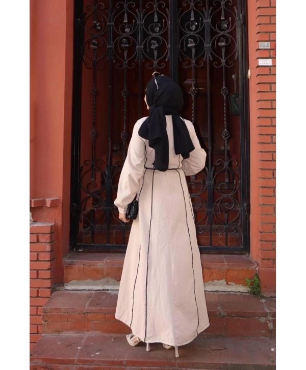 BİYELİ, PARÇALI, İNCE KUŞAKLI ELBİSE