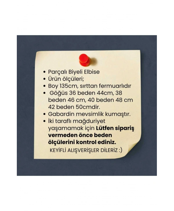 BİYELİ, PARÇALI, İNCE KUŞAKLI ELBİSE