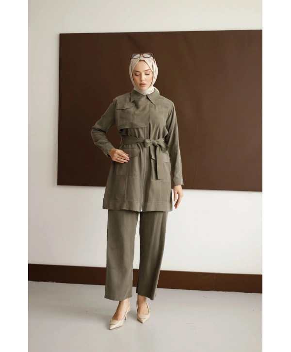 Meyra Kuşaklı Şık Takım - Yeşil