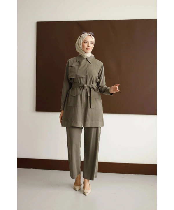 Meyra Kuşaklı Şık Takım - Yeşil
