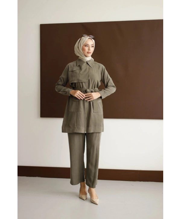 Meyra Kuşaklı Şık Takım - Yeşil