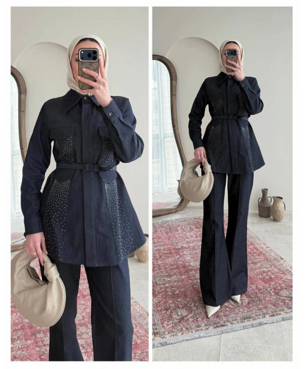 Sena Taşlı Kot Takım