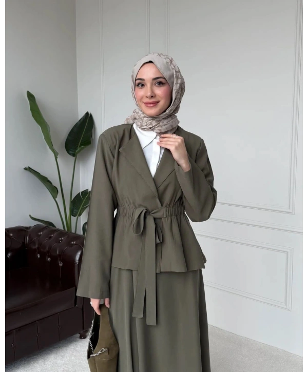 Ayel Kuşaklı Etekli Takım - Yeşil