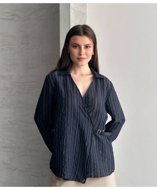 Kemer Detaylı Gömlek - Lacivert