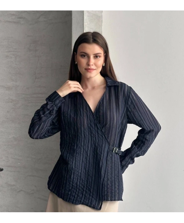 Kemer Detaylı Gömlek - Lacivert