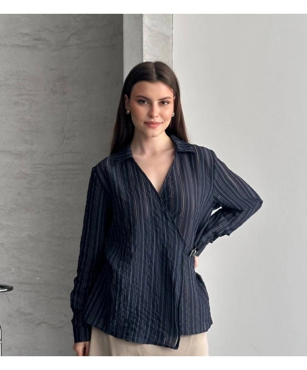 Kemer Detaylı Gömlek - Lacivert