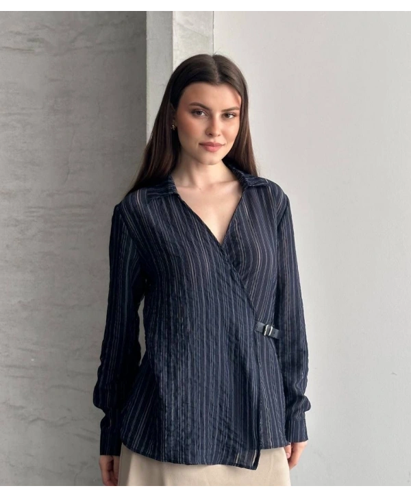 Kemer Detaylı Gömlek - Lacivert