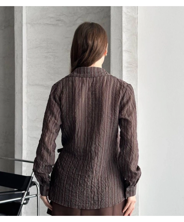 Kemer Detaylı Gömlek - Kahverengi