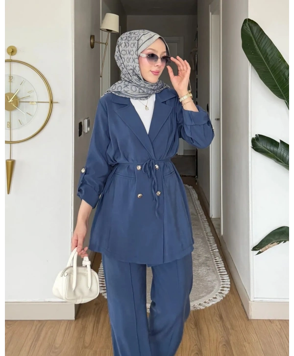 Mina Ceket Pantolonlu Takım - Mavi
