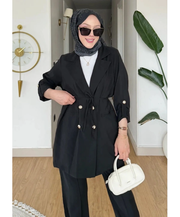 Mina Ceket Pantolonlu Takım - Siyah
