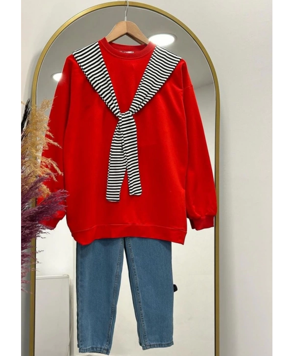 Atkı Detaylı İki İplik Sweat