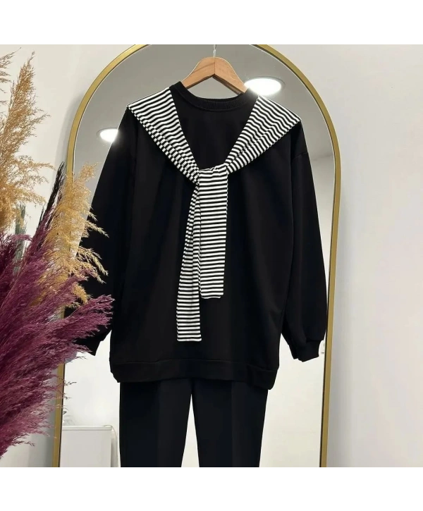 Atkı Detaylı İki İplik Sweat