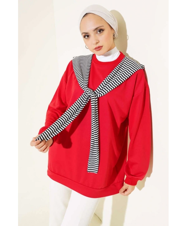 Atkı Detaylı İki İplik Sweat