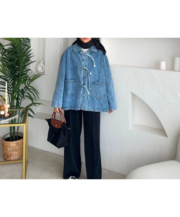 BAĞCIKLI VİRAL KOT CEKET