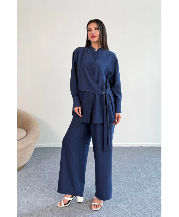 Bağlama Detaylı Gömlekli Takım