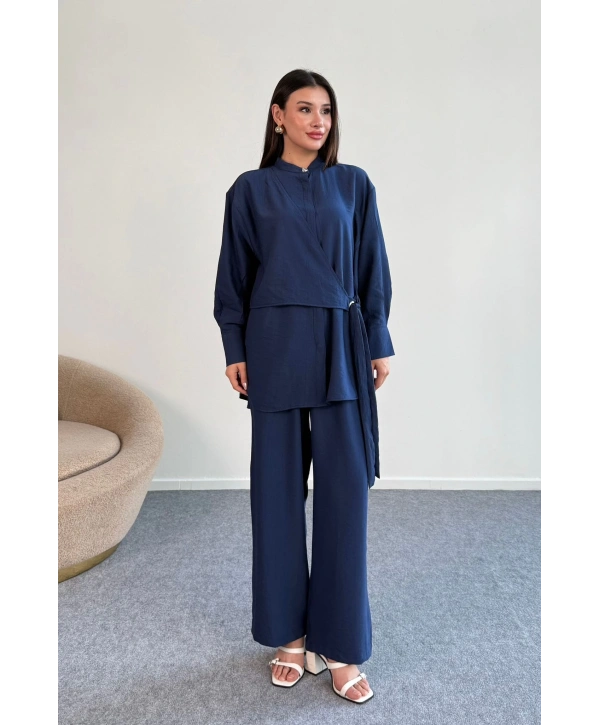 Bağlama Detaylı Gömlekli Takım