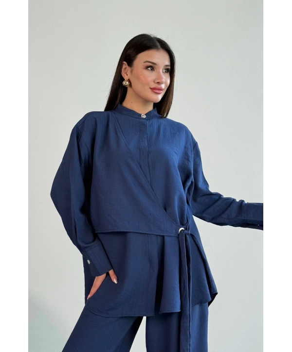 Bağlama Detaylı Gömlekli Takım