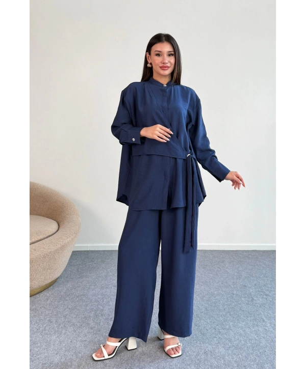 Bağlama Detaylı Gömlekli Takım