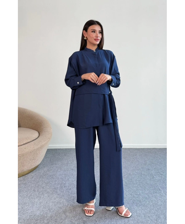 Bağlama Detaylı Gömlekli Takım