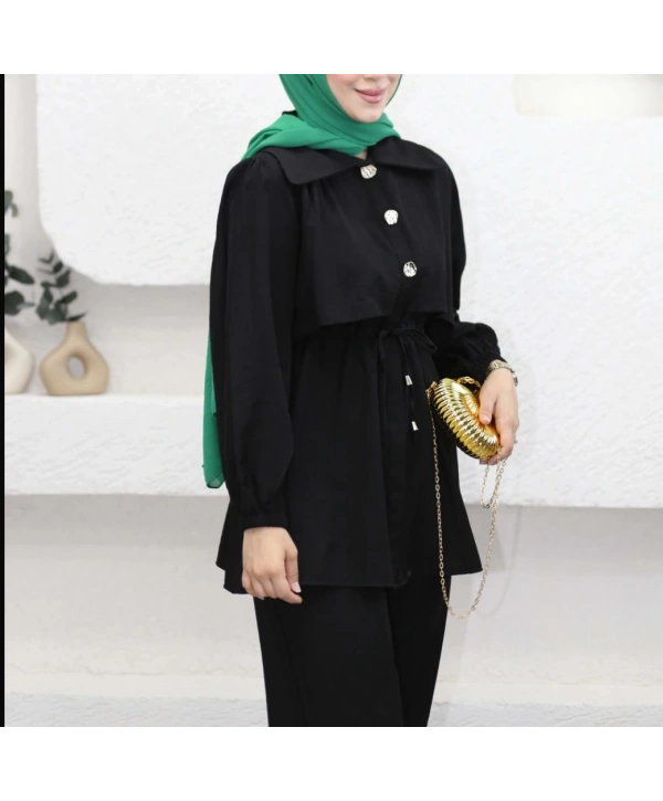 Belden Bağlamalı İkili Takım - Siyah