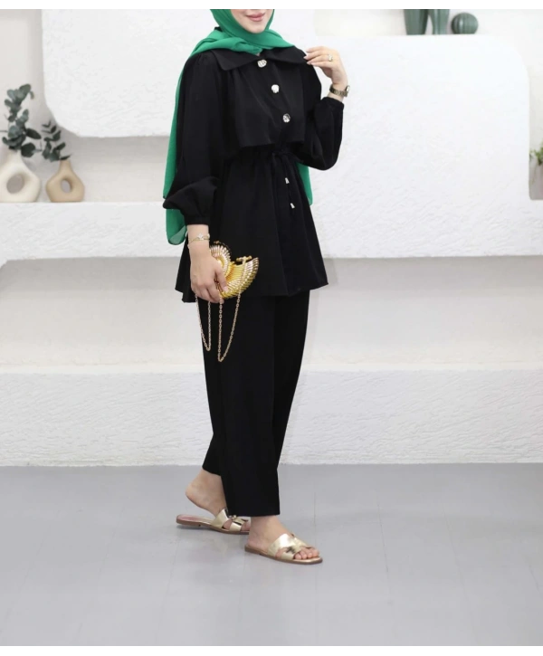 Belden Bağlamalı İkili Takım - Siyah