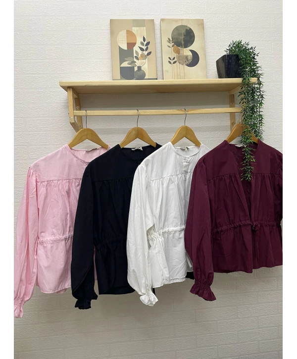 Belden Bağlamalı Kısa Gömlek