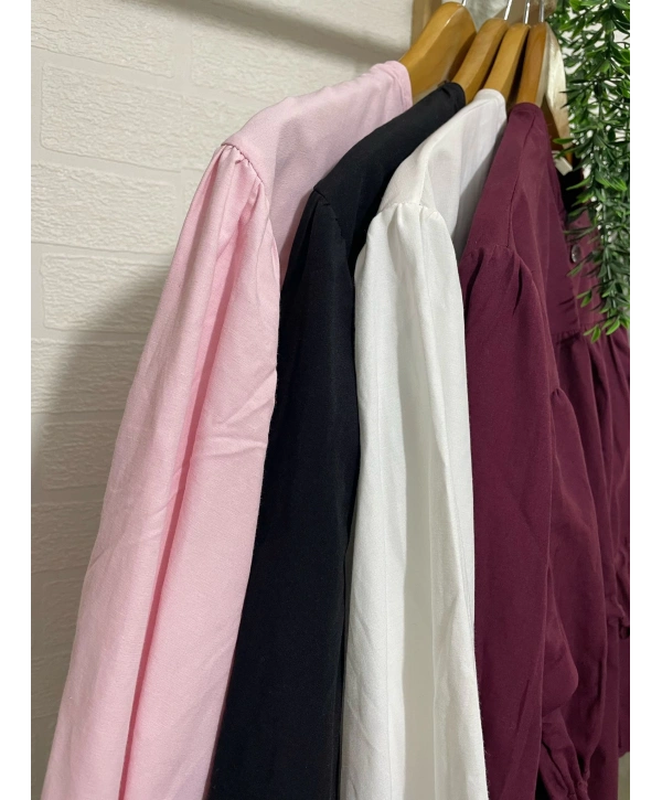 Belden Bağlamalı Kısa Gömlek