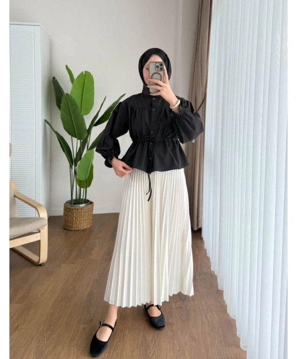 Belden Bağlamalı Kısa Gömlek