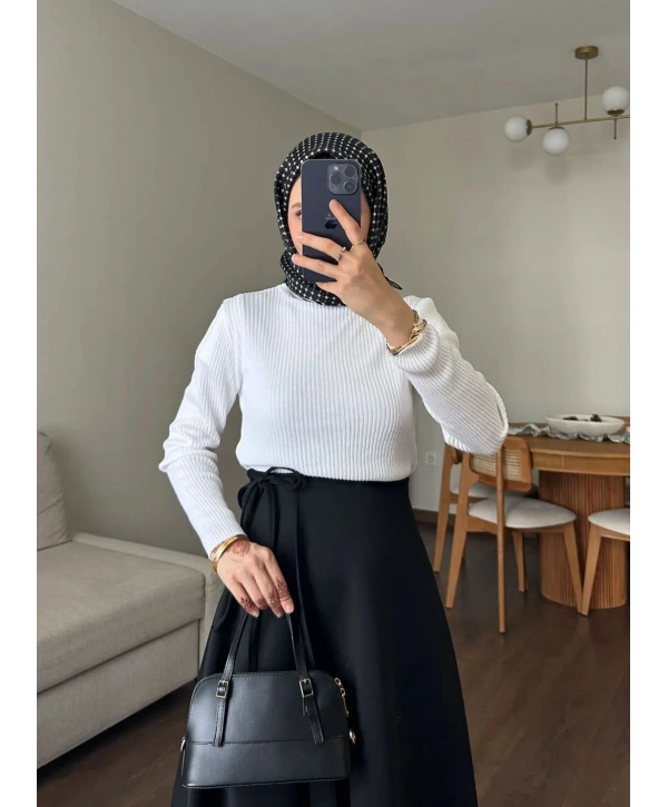 Belden Bağlamalı Scuba Etek - Siyah