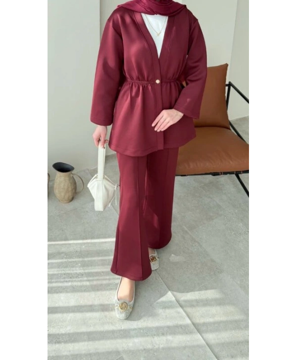 Belden Lastik Detaylı Scuba Takım - Bordo