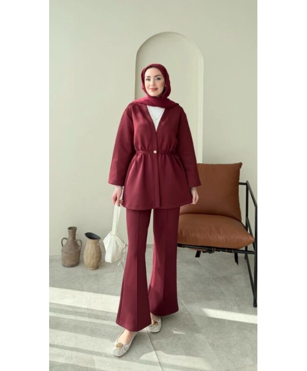 Belden Lastik Detaylı Scuba Takım - Bordo