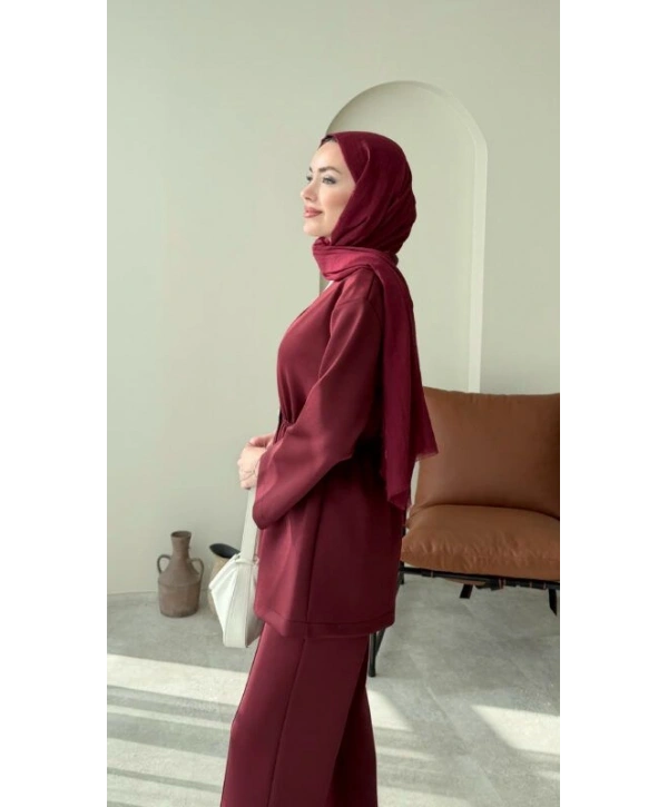 Belden Lastik Detaylı Scuba Takım - Bordo