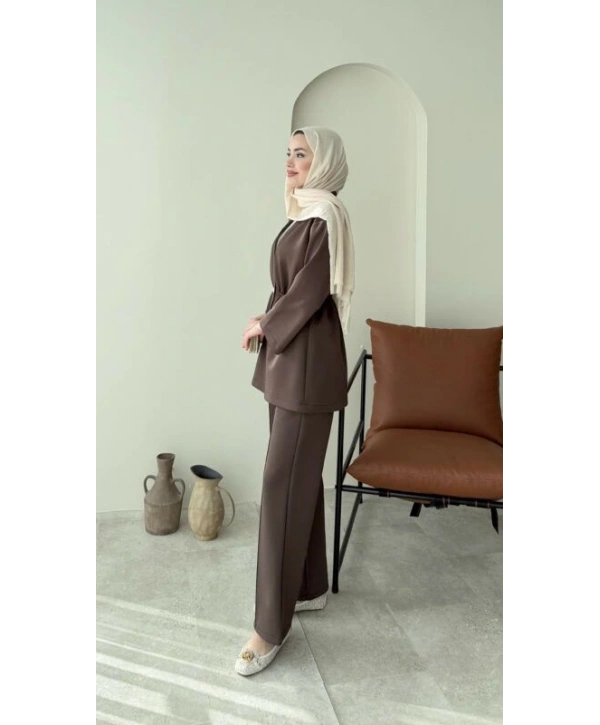 Belden Lastik Detaylı Scuba Takım - Kahverengi