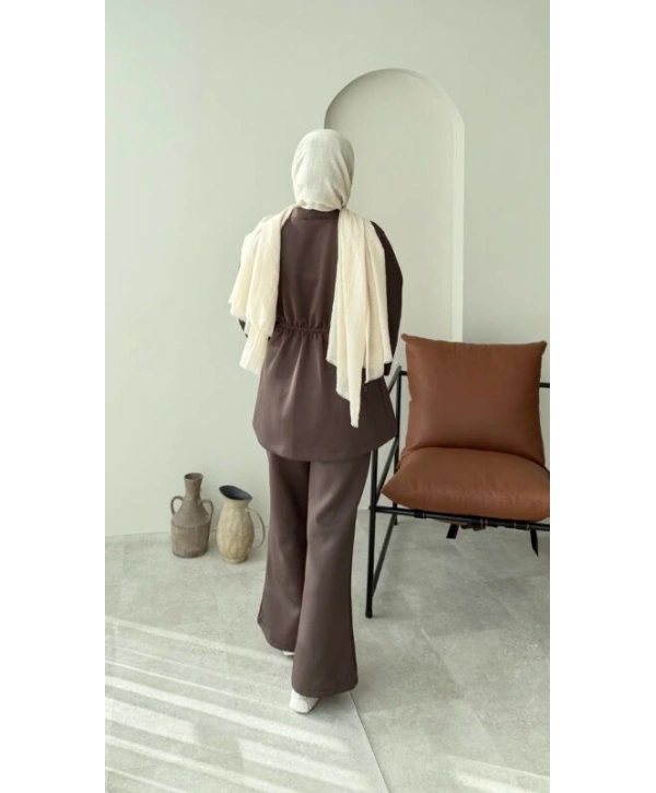 Belden Lastik Detaylı Scuba Takım - Kahverengi