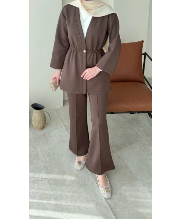 Belden Lastik Detaylı Scuba Takım - Kahverengi