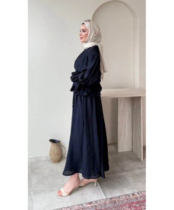 Beli Lastikli Etekli Takım - Lacivert