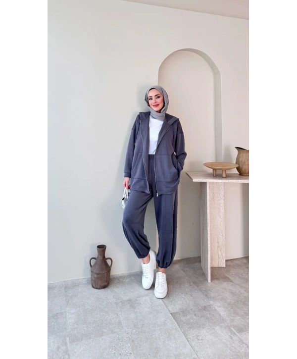 Bilek Lastikli Spor Takım - Gri