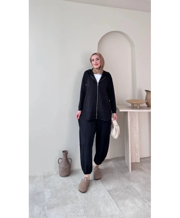 Bilek Lastikli Spor Takım - Siyah