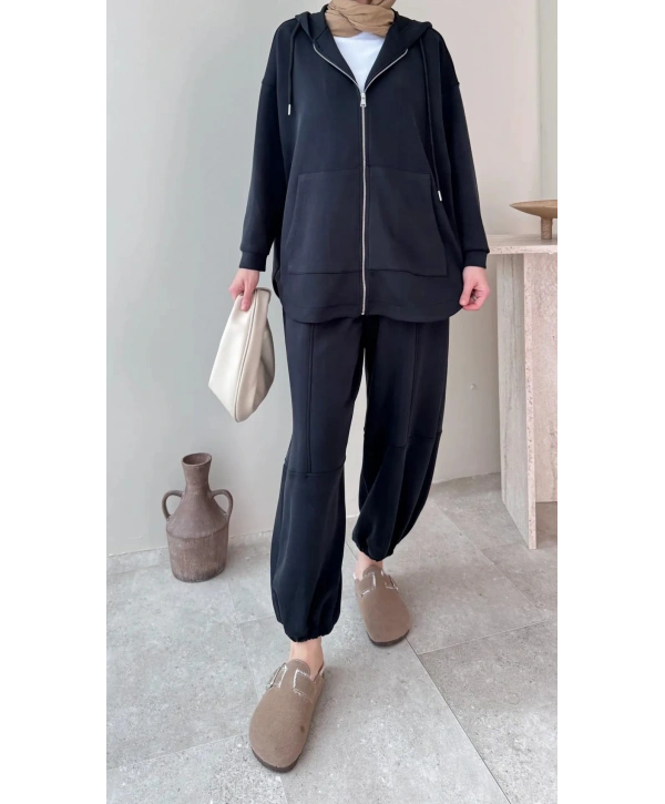 Bilek Lastikli Spor Takım - Siyah