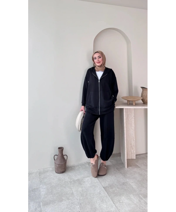 Bilek Lastikli Spor Takım - Siyah