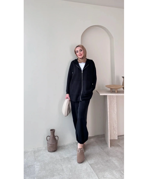 Bilek Lastikli Spor Takım - Siyah