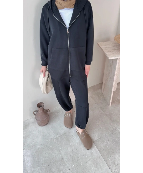 Bilek Lastikli Spor Takım - Siyah