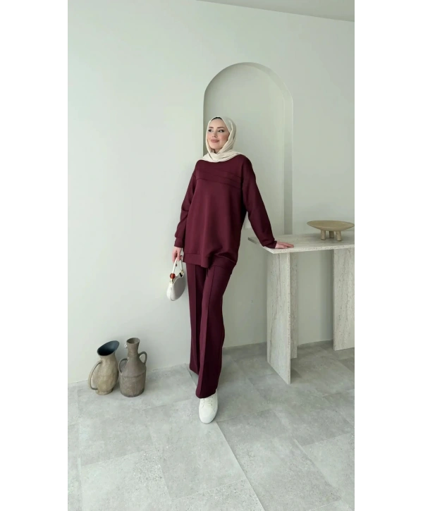 Biye Detaylı Takım - Bordo