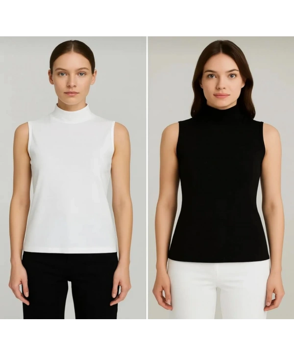 Boğazlı Yaka Kolsuz Badi - 2li Set