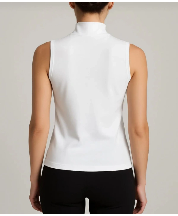 Boğazlı Yaka Kolsuz Badi - Beyaz